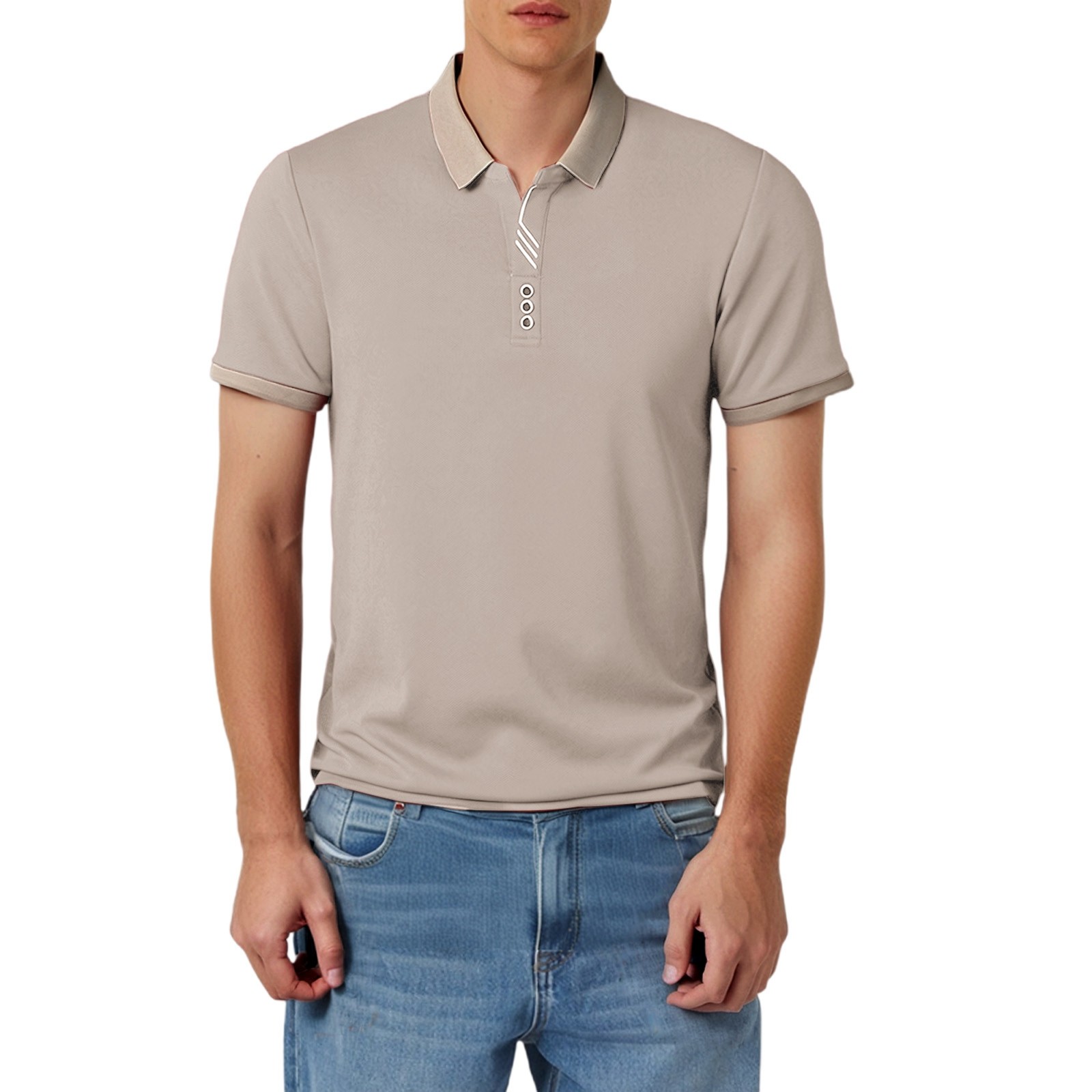thumbnail image 4 of Polo de manga corta de verano para hombre con cuello vuelto - Tejido de secado rápido, tapeta reforzada - Corte informal/deportivo en varias tallas, 4 of 4
